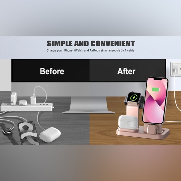 OLEBR 3-1charging station hold electronic 🍎 devices. cellphone, watch & earbuds - Picture 7 of 11